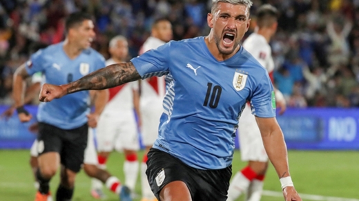 zzzznacd2NOTICIAS ARGENTINAS BAIRES, MARZO 24: Giorgian de Arrascaeta festeja el primer gol de la selección de Uruguay ante Perú. Foto NA: CONMEBOLzzzz